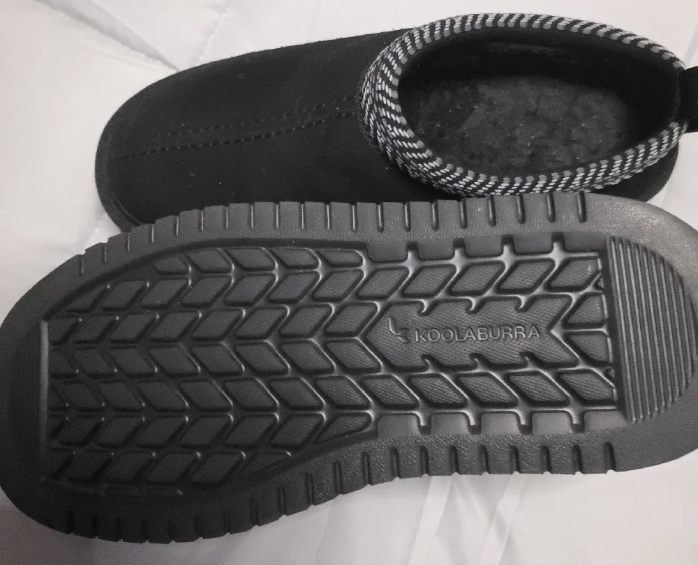 Koolaburra Black Slip-On Shoes with Patterned Trim - Picture 2 of 3